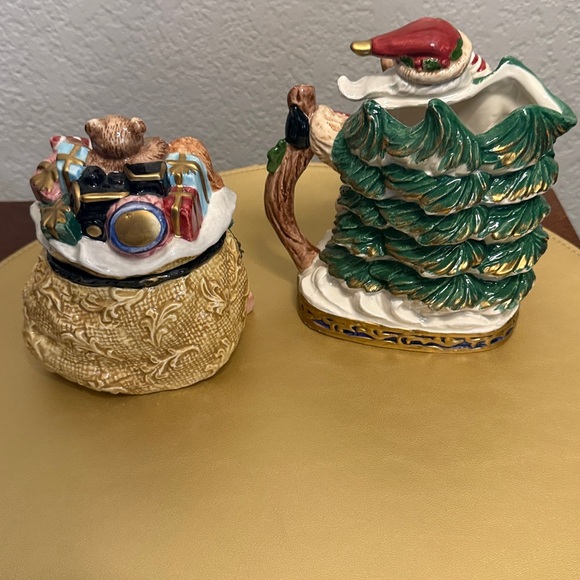 1994 Fitz Floyd Renaissance Santa Christmas Sugar & Creamer Set NIB - Picture 11 of 12